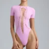 Raine body with straps in violet pink