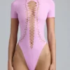 Raine body with straps in violet pink
