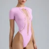 Raine body with straps in violet pink