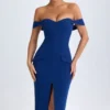 Rasine off-shoulder midi-jurk in True Navy