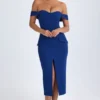 Rasine off-shoulder midi-jurk in True Navy