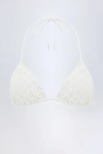 Recife Broderie Anglaise driehoekige bikinitop in wit