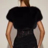 Revia bolero met korte mouwen van imitatiebont in zwart