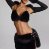 Riana bralette van imitatiebont in zwarte driehoek