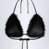 Riana bralette van imitatiebont in zwarte driehoek