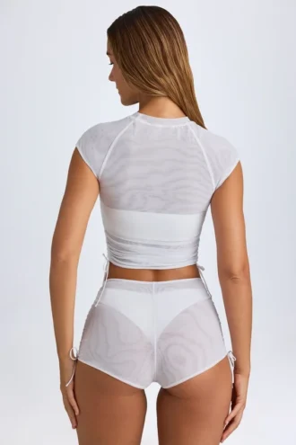 Rocas doorschijnende gerimpelde minishort in wit