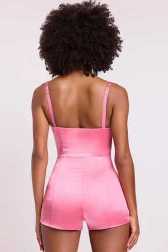 Romera satijnen corset-Playsuit in roze