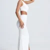 Rosalia maxi-jurk met hardware-details en één schouder in wit