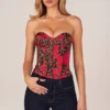 Rose bandeau-corsettop met vetersluiting in roze luipaardprint