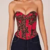 Rose bandeau-corsettop met vetersluiting in roze luipaardprint
