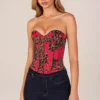 Rose bandeau-corsettop met vetersluiting in roze luipaardprint