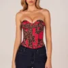 Rose bandeau-corsettop met vetersluiting in roze luipaardprint