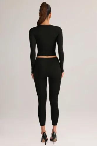 Roux Modal Mid-Rise Cropped Legging in Zwart