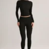 Roux Modal Mid-Rise Cropped Legging in Zwart