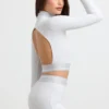 Rugloze coltrui met lange mouwen en cropped lengte in grijs gemêleerd