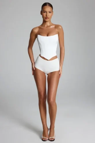 Sabrine Slinky Jersey Low-Rise Hotpants in wit