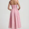 Saidey A-lijn midi-jurk met strikdetail in broderie anglaise, zachtroze