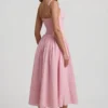 Saidey A-lijn midi-jurk met strikdetail in broderie anglaise, zachtroze