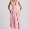 Saidey A-lijn midi-jurk met strikdetail in broderie anglaise, zachtroze