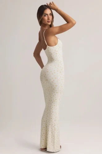 Salma Modal maxi-jurk met ronde hals en bandjes in bloemenprint