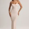 Salma Modal maxi-jurk met ronde hals en spaghettibandjes in streepjesprint