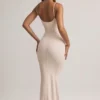 Salma Modal maxi-jurk met ronde hals en spaghettibandjes in streepjesprint