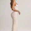 Salma Modal maxi-jurk met ronde hals en spaghettibandjes in streepjesprint