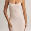 Salma Modal maxi-jurk met ronde hals en spaghettibandjes in streepjesprint