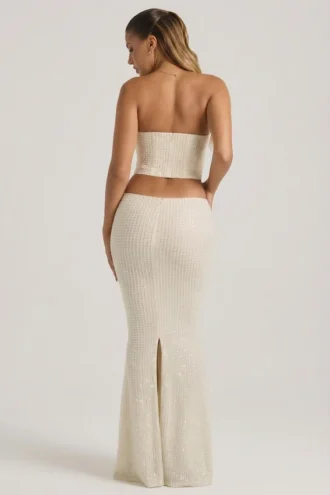 Saphira versierde crop top met uitsnijdingen in wit