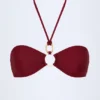 Savai bikinitop met halternek en ruches en metalen details in Dark Cherry