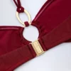 Savai bikinitop met halternek en ruches en metalen details in Dark Cherry