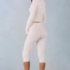 Selene gebreide capribroek met middelhoge taille in ivoor