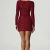 Sephina minijurk met versieringen en sweetheart-hals in rood