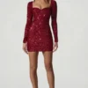 Sephina minijurk met versieringen en sweetheart-hals in rood