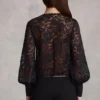 Serenya doorschijnende kanten Playsuit met diepe halslijn en losse pasvorm in zwart