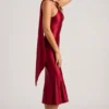 Shaya asymmetrische midi-jurk met sjaaldetail in True Red