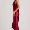 Shaya asymmetrische midi-jurk met sjaaldetail in True Red