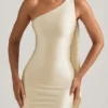Sheril asymmetrische maxi-jurk met sjaaldetail in ivoor