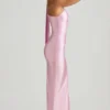 Sheril asymmetrische maxi-jurk met sjaaldetail in zachtroze