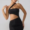 Shyla Slinky Jersey gerimpelde minijurk met uitsnijdingen in zwart