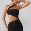Shyla Slinky Jersey gerimpelde minijurk met uitsnijdingen in zwart