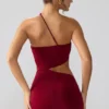 Shyla Slinky Jersey Ruched Cut Out Minijurk in Ruby
