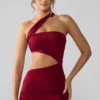 Shyla Slinky Jersey Ruched Cut Out Minijurk in Ruby