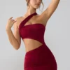 Shyla Slinky Jersey Ruched Cut Out Minijurk in Ruby