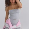Soft Active bandeau-top met contrasterende randen in gemêleerd grijs