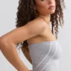 Soft Active bandeau-top met contrasterende randen in gemêleerd grijs