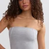 Soft Active bandeau-top met contrasterende randen in gemêleerd grijs
