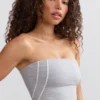 Soft Active bandeau-top met contrasterende randen in gemêleerd grijs