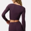 Soft Active crop top met gedraaide voorkant in Plum