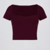 Soft Active crop top met sweetheart-hals in bordeauxrood
